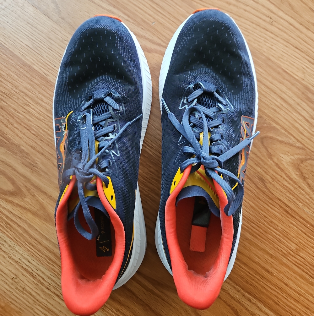 Hoka Men’s Navy Blue and Orange Running Sneakers